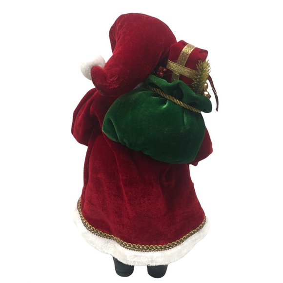Santa Large Christmas Decoration Traditional w/ Gift Bag & Bells 18 Inches Tall - Picture 2 of 3